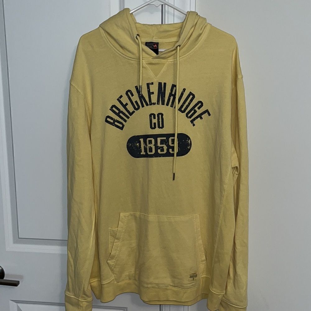 Breckinridge 1859 Co yellow ski snowboard surfer hooded hoodie sweatshirt L